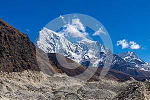 Beautiful Himalaya mountains on EBC trek hiking route