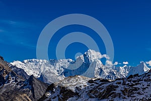 Beautiful Himalaya mountains on EBC trek hiking route