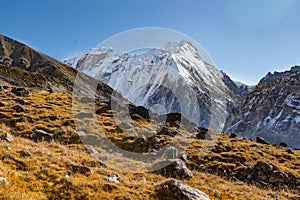 Beautiful Himalaya Views on the way to Pangpema during Kanchenjunga North Base Camp Trek in Nepal