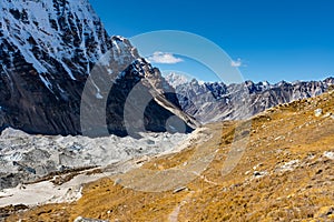 Beautiful Himalaya Views on the way to Pangpema during Kanchenjunga North Base Camp Trek in Nepal