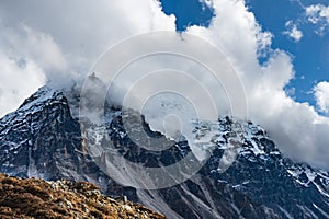 Beautiful Himalaya Views on the way to Pangpema during Kanchenjunga North Base Camp Trek in Nepal