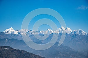 Beautiful HImalayan Mountain Range Ganesh, Langtang, Everest, HImal seen from Bhotechaur, Nepal