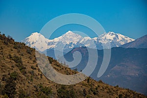 Beautiful HImalayan Mountain Range Ganesh, Langtang, Everest, HImal seen from Bhotechaur, Nepal