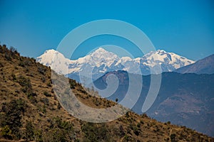 Beautiful HImalayan Mountain Range Ganesh, Langtang, Everest, HImal seen from Bhotechaur, Nepal