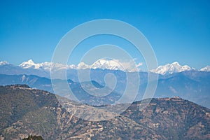 Beautiful HImalayan Mountain Range Ganesh, Langtang, Everest, HImal seen from Bhotechaur, Nepal