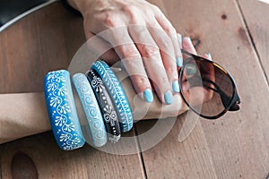 Beautiful hippie bangles and manicure