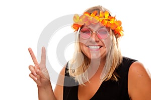 Beautiful Hippie Girl with Peace Signs