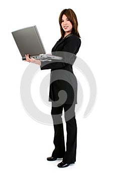 Krásný hispánský žena počítač 