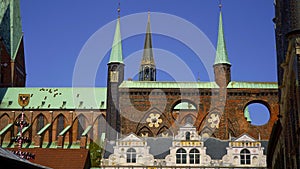 Beautiful historic buildings in the city center of Lubeck - City Hall