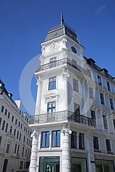Beautiful historic buildings on the Kongens Nytorv  - The King`s New Square, which is a public square in Copenhagen, Denmark