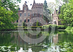 Beautiful historic german water castle named Schloss Pfaffendorf in Bergheim