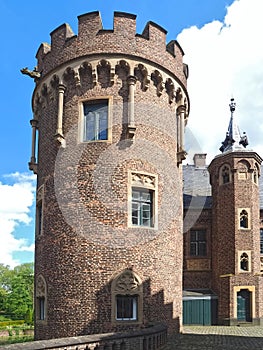 Beautiful historic german water castle named Schloss Pfaffendorf in Bergheim