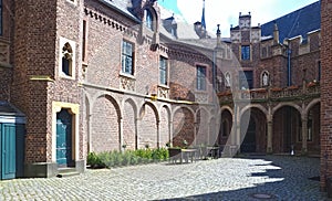 Beautiful historic german water castle named Schloss Pfaffendorf in Bergheim