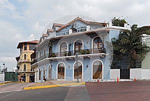 Beautiful historic house facade in casco viejo panama city