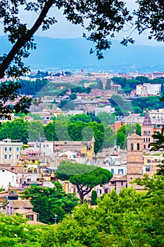 Beautiful historic Rome city panoramic view Italy