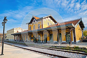 the beautiful historic station of the city of Volos, Greece. The building was completed in 1884