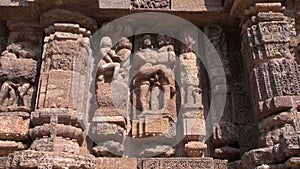 Beautiful historical ancient erotic sculptures on Konark temple India