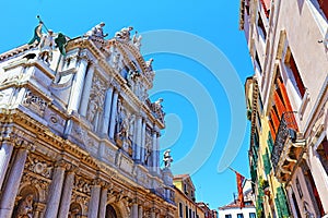 Beautiful historical buildings Venetian architecture Italy