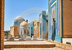 Mausoleums of the Shakhi Zinda complex in Samarkand, Uzbekistan photo