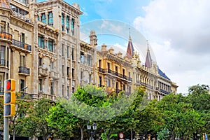 Beautiful historical landscape of the urban view Barcelona,