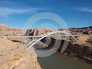 Beautiful Hite Crossing Bridge on the Colorado River northwest of Blanding, Utah, United States
