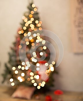 Beautiful holdiay decorated room with Christmas tree