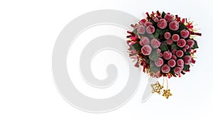 Beautiful holly leaf wreath with tinsel christmas and copy space for text. Xmas