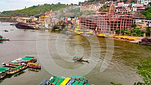 Beautiful holy town Omkareshwar on the banks of Narmada river in Madhya pradesh, India