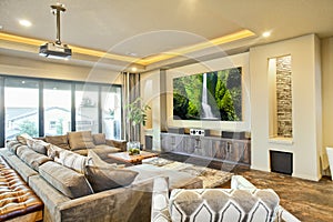 Beautiful Home Entertainment Room with Movie Screen