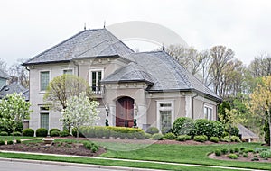 Beautiful Home in Springtime on Overcast Day