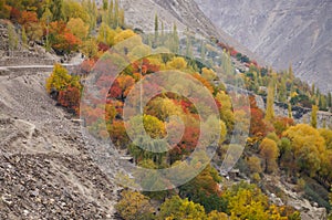 Beautiful Hoper Valley in autumn,Northern Pakistan photo