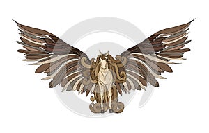 Beautiful Horse with mane and wings.Pegasus. Vector illustration