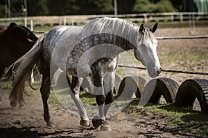 beautiful horses in a stud farm