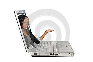 Beautiful Hostess on a Laptop Screen (2)
