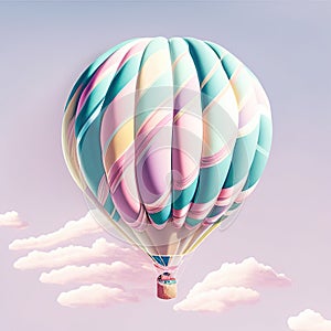 A beautiful hot air balloon in the sky painted in pastel colors against a multi-colored sky. Generated AI