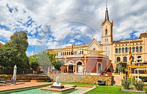 Beautiful hotel with a restaurant in the mountains. Catalonia, Spain, Sant Pere del Bosch.