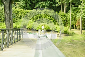 Beautiful hourglass stand against the background of beautiful nature