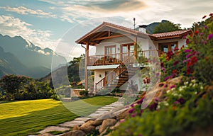 Beautiful house against the backdrop of nature