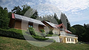 Beautiful house with solar panels on the roof