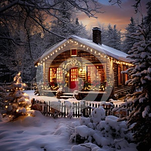 beautiful house in winter season generated by AI tool