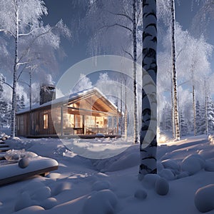 beautiful house in winter season generated by AI tool