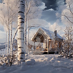 beautiful house in winter season generated by AI tool