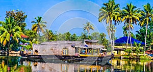 Beautiful Houseboat in backwaters of Alleppey, Kerala, India