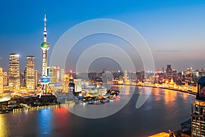 Beautiful huangpu river at night in shanghai