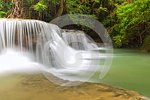 Beautiful Huay Mae Kamin Waterfall in Kanchanaburi Province. Thailand