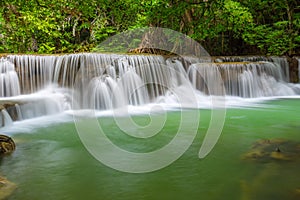 Beautiful Huay Mae Kamin Waterfall in Kanchanaburi Province. Thailand