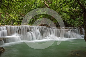 Beautiful Huay Mae Kamin Waterfall in Kanchanaburi Province. Thailand