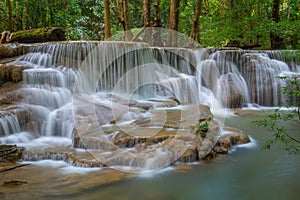 Beautiful Huay Mae Kamin Waterfall in Kanchanaburi Province. Thailand