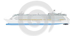 Beautiful huge cruise ship isolated on white background.