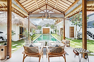 Beautiful and huge tropical swimming pool